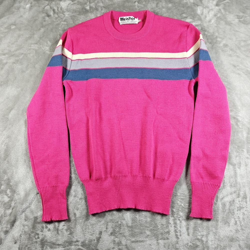 Vintage Meister Sweater Womens 36‎ Small Striped Wool Blend Pullover Ski 80s
